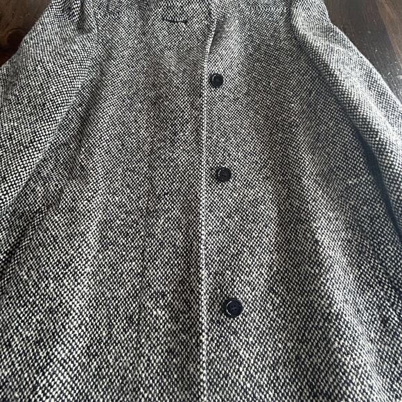 Vintage Tweed Long Winter Coat Jacket Women's Black‎ Gray Long Sleeve Classic - Picture 3 of 6